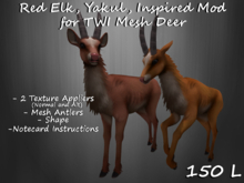 Red Elk, Yakul, Inspired Mod for TWI Mesh Deer