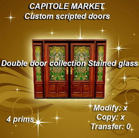 Second Life Marketplace CAPITOLE MARKET DOUBLE STAINED GLASS DOOR 3