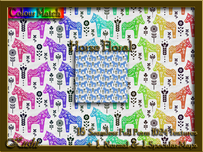 Horse Floral Seamless Texture Set