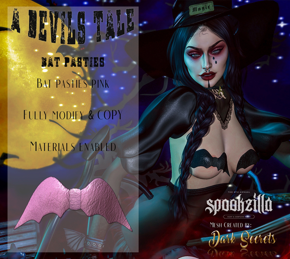 Dark Secrets - A Devils Tale Bat Pasties Pink