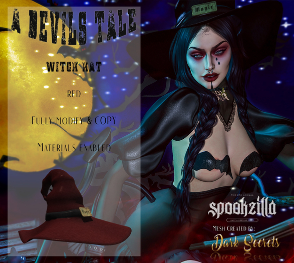Dark Secrets - A Devils Tale Witch Hat Red