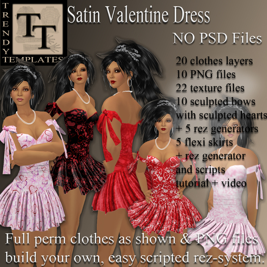 Satin Valentine Dress Creation Kit Templates NO PSD