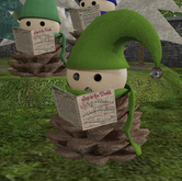 Pinecone Elf Caroler -lime green