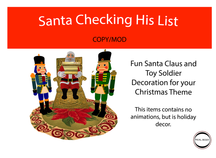Santa Checking His List  - Christmas decor