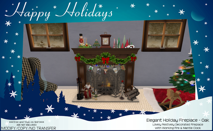 Elegant Holiday Fireplace - Oak