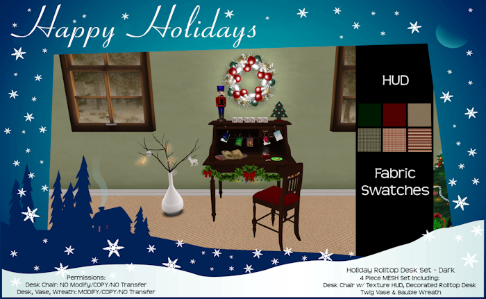 Holiday Rolltop Desk Set - Dark