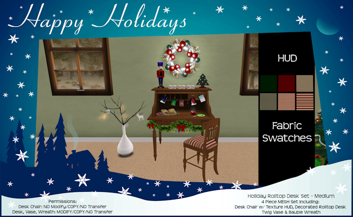 Holiday Rolltop Desk Set - Medium