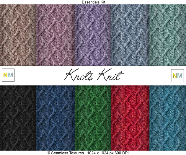 Knots Knit Essentials Kit 10 Seamless Textures NM