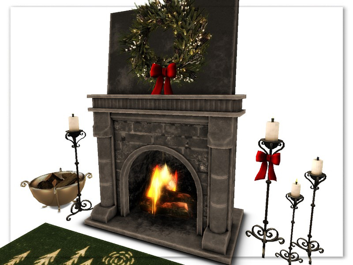 [AE] Home Decor -Cozy Winter Fireplace Set