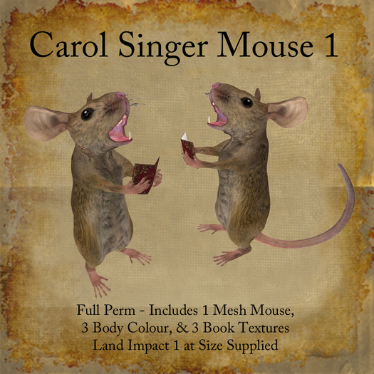 Bad Katz Christmas Carol Singer Mouse 1, Full Perm Mesh