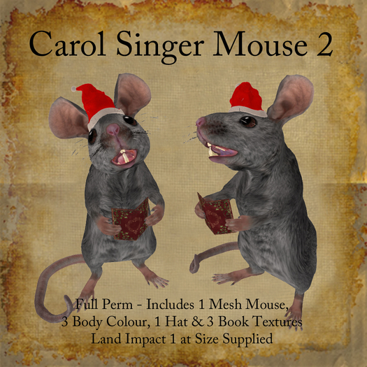 Bad Katz Christmas Carol Singer Mouse 2, Full Perm Mesh