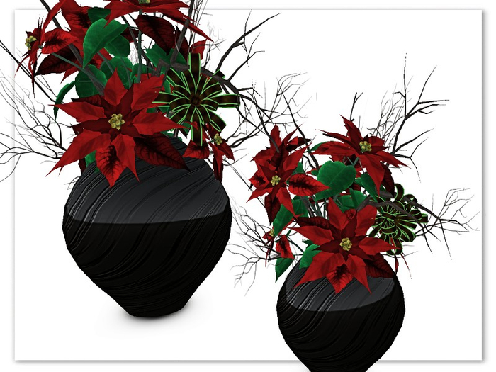 [AE] Home Decor - Poinsettia Floral in Glass Vase - Black