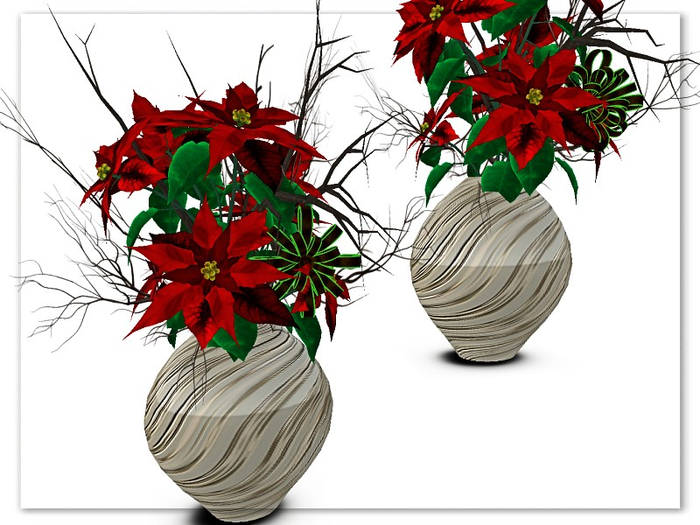 [AE] Home Decor - Poinsettia Floral in Glass Vase - Beige