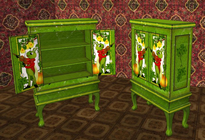 Green Antique Cricket Cabinet