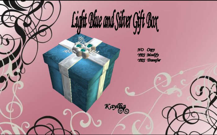 Gift Box Light Blue and Silver (Square)