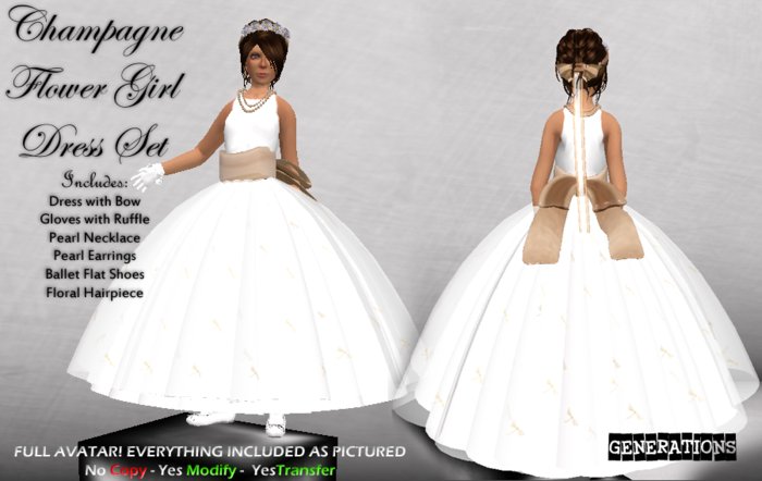 Champagne Flower Girl Dress Set -+-Generations-+-