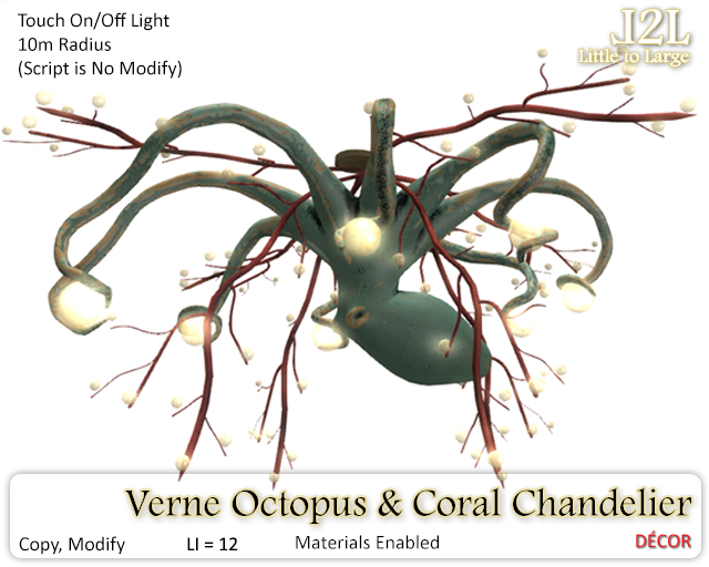 L2L Verne Octopus and Coral Chandelier