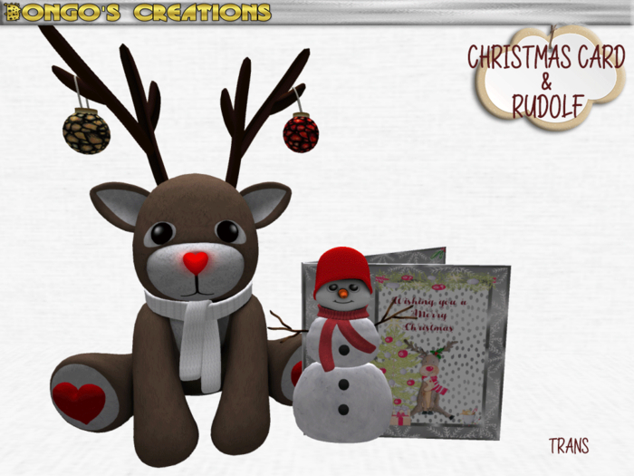 BMC2013 - GORGEOUS CHRISTMAS GIFT - CHRISTMAS CARD & RUDOLPH WITH A FLASHING NOSE.