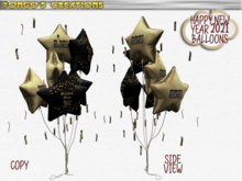 BMC2016 - HAPPY NEW YEAR 2021 - STAR BALLOONS WITH GOLD STREAMERS.