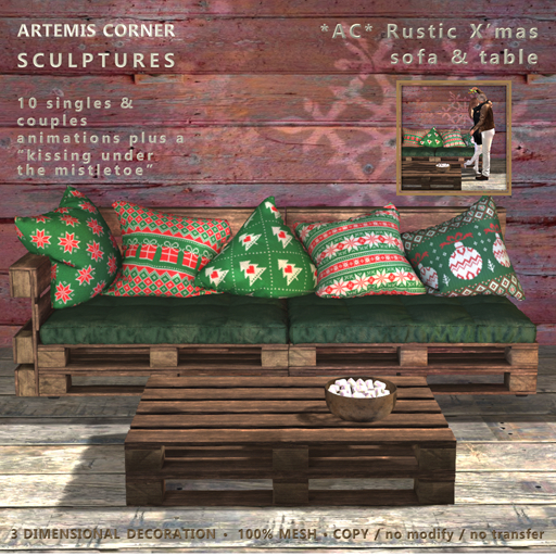 *AC* Rustic Christmas sofa & table