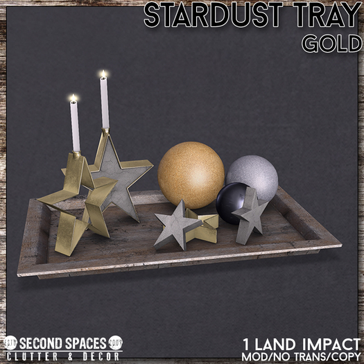 Second Spaces - Stardust - decorative tray gold (bxd)