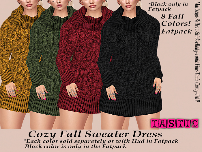 Tastic-Cozy Fall Sweater Dress Fatpack 50% Off Sale!