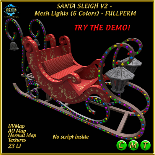 SANTA'S SLEIGH V2 - With Mesh Lights - FULLPERM