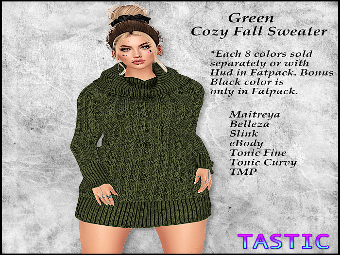 Tastic-Cozy Fall Sweater Dress Green