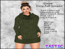 Tastic-Cozy Fall Sweater Dress Green
