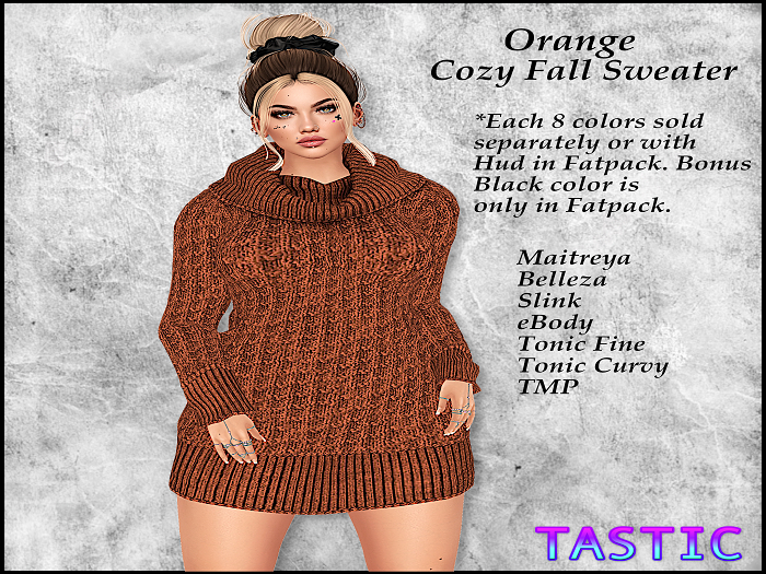 Tastic-Cozy Fall Sweater Dress Orange