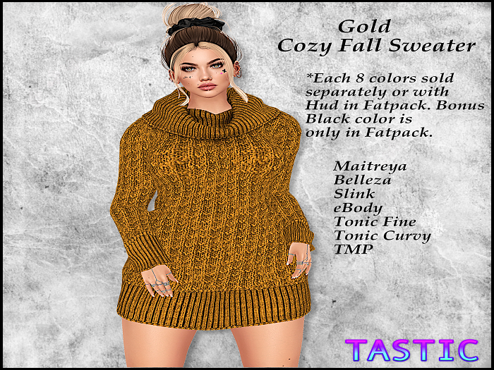 Tastic-Cozy Fall Sweater Dress Gold