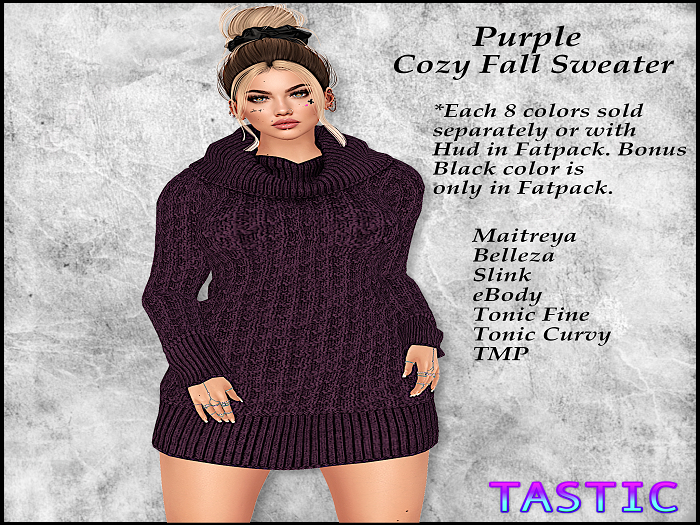 Tastic-Cozy Fall Sweater Dress Purple
