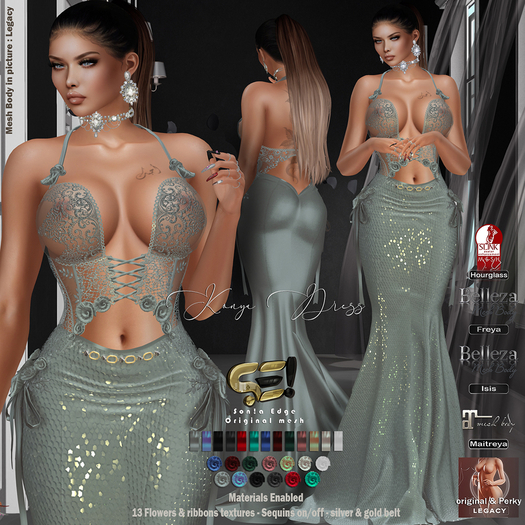 Son!a-Edge Konya Formal Mesh Dress Silver
