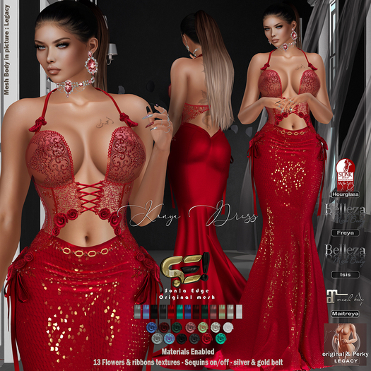 Son!a-Edge Konya Formal Mesh Dress Red