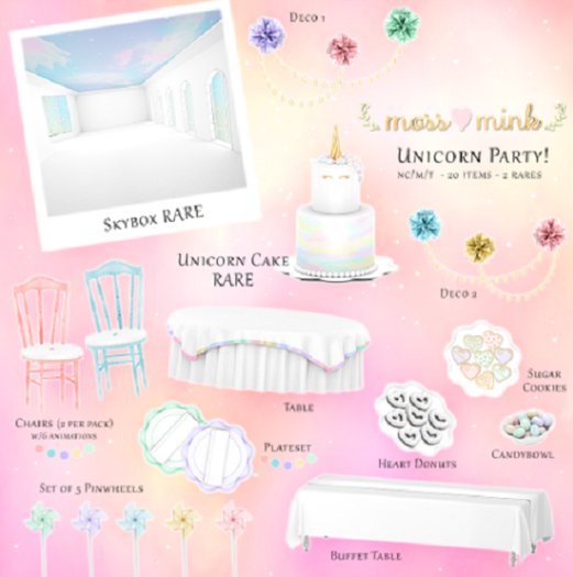 {moss&mink} Unicorn Party - Plateset (2 pack) - Blue