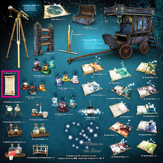 Second Life Marketplace - 06_8f8 - Written in the Stars - Price List Box