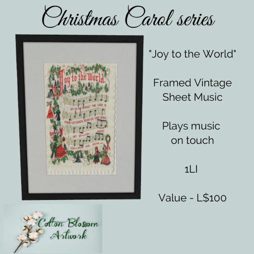 Cotton Blossom Artwork - Joy to the World Musical Frame (bagged