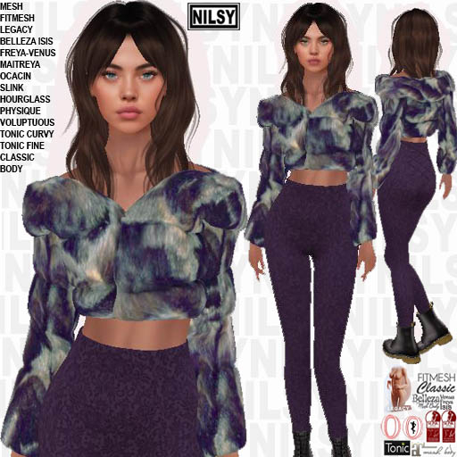 FAKE FUR TOP AND LACE LEGGINGS,ALL BODIES