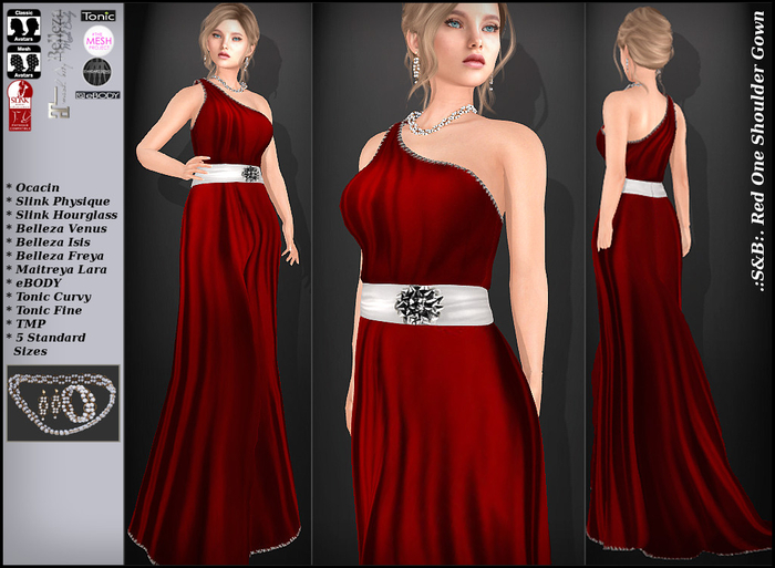 .:S&B:. Red One Shoulder Gown