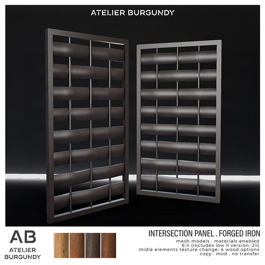 Atelier Burgundy . Intersection Panel . Forged Iron *ADD*