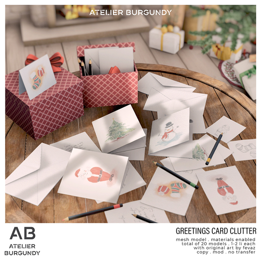 Atelier Burgundy . Greetings Card Clutter  *ADD*
