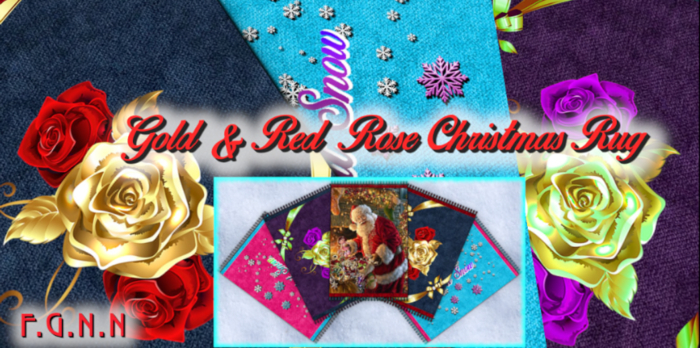 F.G.M.N/Gold & Red Rose Christmas Rug