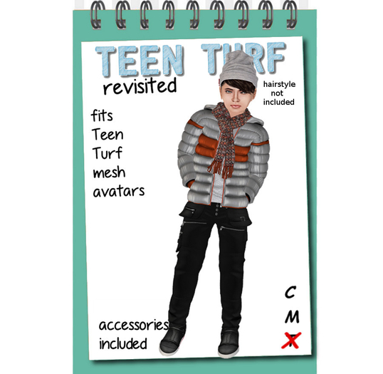 Teen Turf Silver Orange Puffer Jacket Set