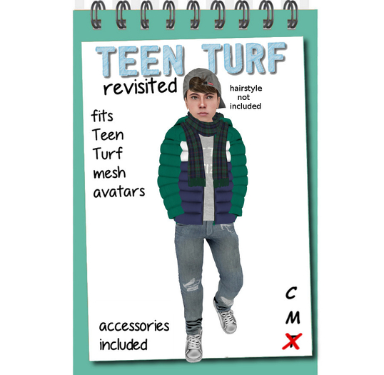 Teen Turf Green Blue Puffer Jacket Set