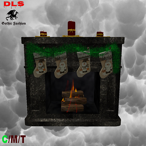 Decorated christmas fireplace 1 boxed