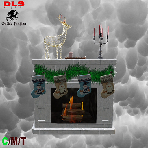 Decorated christmas fireplace 4 16 LI boxed