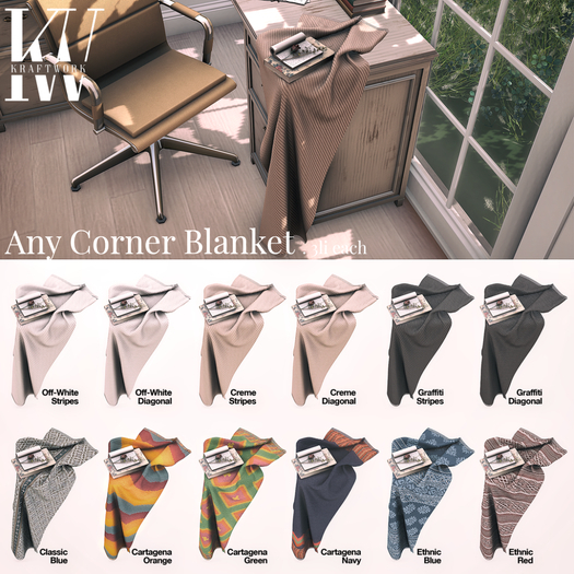 KraftWork Any Corner Blanket . Thrown Blanket Creme Diagonal