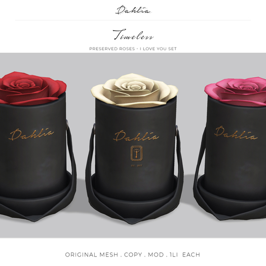 Dahlia - Timeless - I Love You Set - Preserved Roses