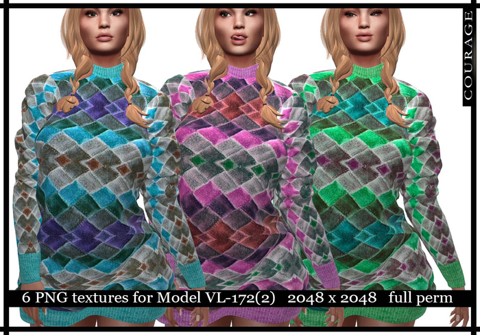 Second Life Marketplace - 6 PNG textures for Model VL-172(Pack_2)