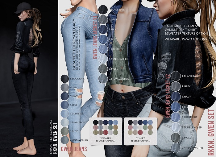 RKKN. Gwen Jeans Jacket v2 Moss LEGACY (NO HUD)